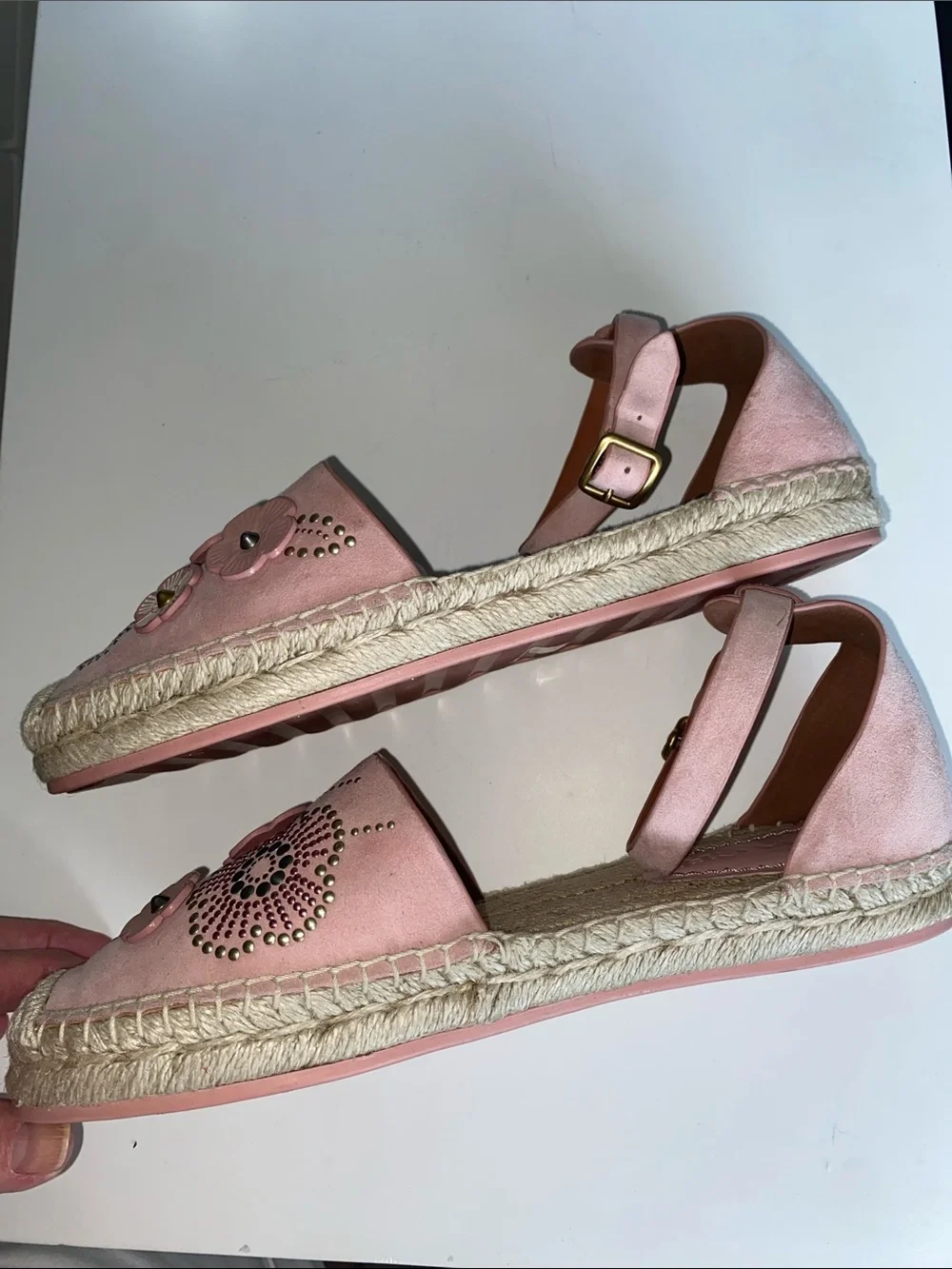 NWOT Coach Tea Rose Suede Espadrilles Size 8